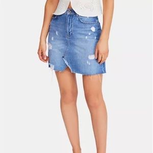 Free people denim mini skirt
